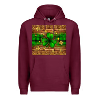 Burgundy St. Patrick's Day shamrock leopard Premium Hoodie - Neo Western