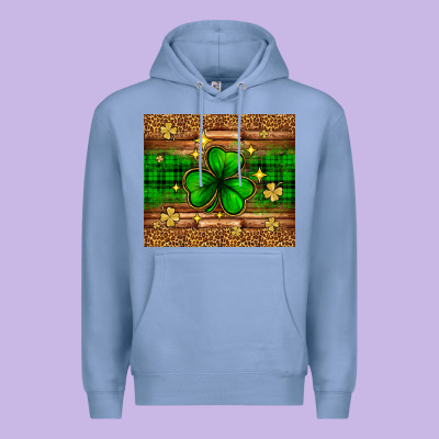 St. Patrick's Day Shamrock Leopard Premium Hoodie Designed By Neo Western