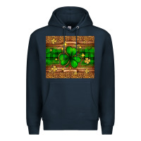 Navy St. Patrick's Day shamrock leopard Premium Hoodie - Neo Western