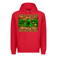 Red St. Patrick's Day shamrock leopard Premium Hoodie - Neo Western