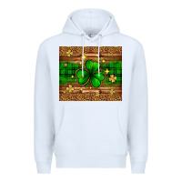 White St. Patrick's Day shamrock leopard Premium Hoodie - Neo Western