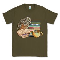 Army Green owl and books Classic Tee - BarkalooDesign