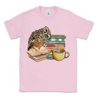 Bubblegum Pink owl and books Classic Tee - BarkalooDesign