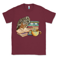 Burgundy owl and books Classic Tee - BarkalooDesign