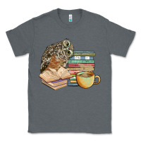 Charcoal Heather owl and books Classic Tee - BarkalooDesign