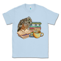 Dusty Blue owl and books Classic Tee - BarkalooDesign