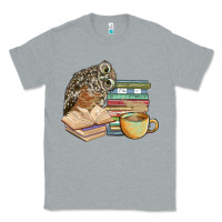 Heather Grey owl and books Classic Tee - BarkalooDesign