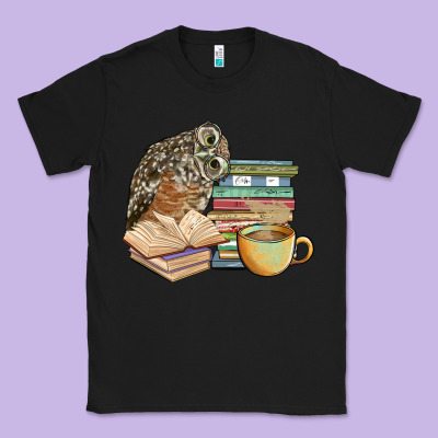 Owl And Books Classic Tee Designed By Barkaloodesign