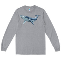 Heather Grey humpback whale Long Sleeve Tee - BarkalooDesign