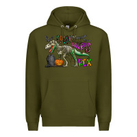 Army Green spooky saurus rex Premium Hoodie - CowhideDigitalArt