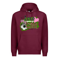 Burgundy love my girl soccer Premium Hoodie - HRA Design Shop