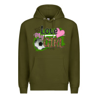 Army Green love my girl soccer Premium Hoodie - HRA Design Shop