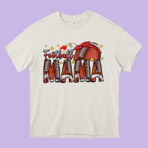 Football Mama Heavy Core Tee Designed By Cowhidedigitalart