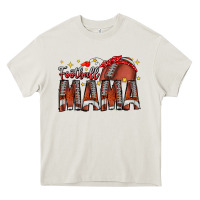 Cream football mama Heavy Core Tee - CowhideDigitalArt