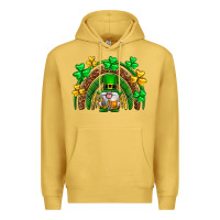 Antique Gold St. Patrick's Day gnome rainbow Premium Hoodie - Neo Western