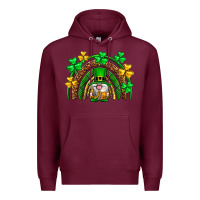Burgundy St. Patrick's Day gnome rainbow Premium Hoodie - Neo Western