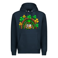 Navy St. Patrick's Day gnome rainbow Premium Hoodie - Neo Western