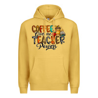 Antique Gold coffee gives me teacher Premium Hoodie - CowhideDigitalArt
