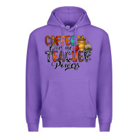 Purple coffee gives me teacher Premium Hoodie - CowhideDigitalArt