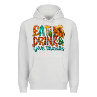 Dove Grey eat drink give thanks Premium Hoodie - CowhideDigitalArt
