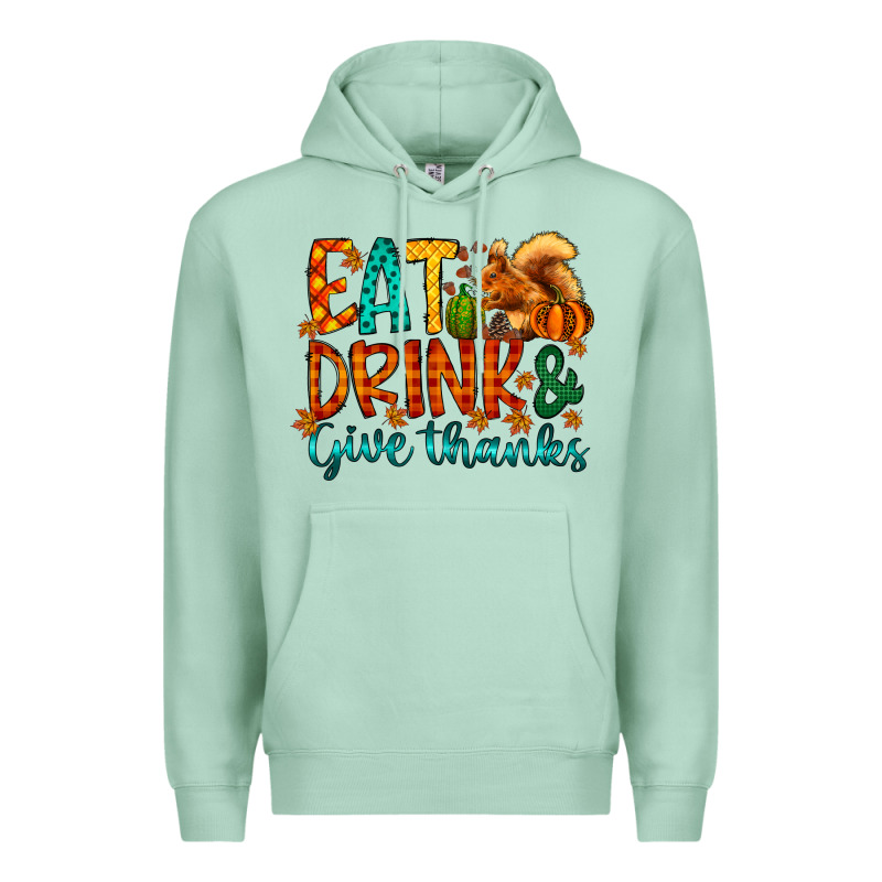 Eat Drink Give Thanks Premium Hoodie by CowhideDigitalArt | Teevron