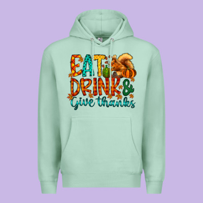 Eat Drink Give Thanks Premium Hoodie Designed By Cowhidedigitalart