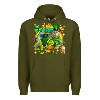 Army Green St. Patrick's Day gnomies truck Premium Hoodie - Neo Western