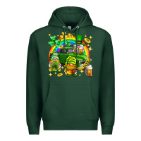 Sports Green St. Patrick's Day gnomies truck Premium Hoodie - Neo Western