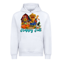 White happy fall scarecrow Urban Hoodie - FaDigitalArtStudio