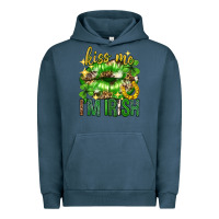 Pigment Midnight Navy Kiss me im irish st.patricks day lips st.patricks Urban Hoodie - Neo Western
