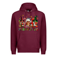 Burgundy merry christmas buffalo gnomies Premium Hoodie - FaDigitalArtStudio