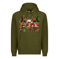Army Green merry christmas buffalo gnomies Premium Hoodie - FaDigitalArtStudio