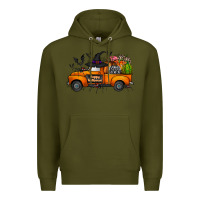Army Green happy halloween truck Premium Hoodie - CowhideDigitalArt