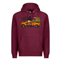 Burgundy happy halloween truck Premium Hoodie - CowhideDigitalArt