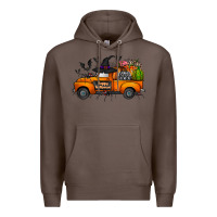 Coffee happy halloween truck Premium Hoodie - CowhideDigitalArt