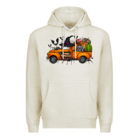 Oatmeal Heather happy halloween truck Premium Hoodie - CowhideDigitalArt