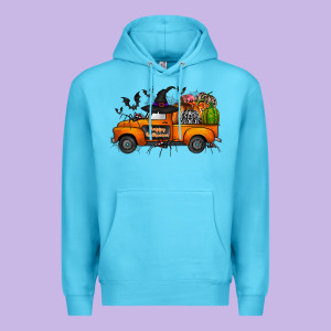 Happy Halloween Truck Premium Hoodie Designed By Cowhidedigitalart