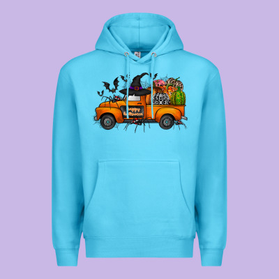 Happy Halloween Truck Premium Hoodie Designed By Cowhidedigitalart
