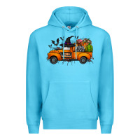 Ocean Blue happy halloween truck Premium Hoodie - CowhideDigitalArt