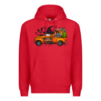 Red happy halloween truck Premium Hoodie - CowhideDigitalArt