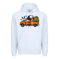 White happy halloween truck Premium Hoodie - CowhideDigitalArt