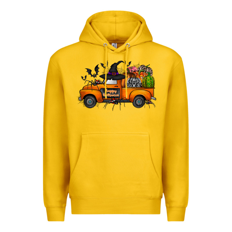 Happy Halloween Truck Premium Hoodie by CowhideDigitalArt | Teevron