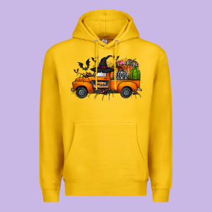 Happy Halloween Truck Premium Hoodie Designed By Cowhidedigitalart
