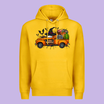 Happy Halloween Truck Premium Hoodie Designed By Cowhidedigitalart