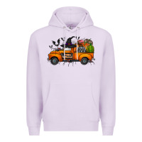 Lilac happy halloween truck Premium Hoodie - CowhideDigitalArt