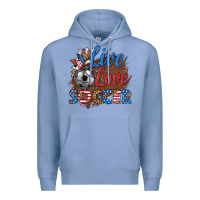 Colony Blue live love soccer Premium Hoodie - HRA Design Shop