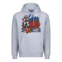 Heather Grey live love soccer Premium Hoodie - HRA Design Shop