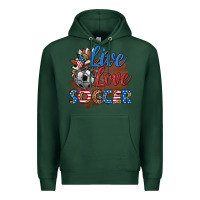 Sports Green live love soccer Premium Hoodie - HRA Design Shop