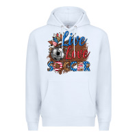 White live love soccer Premium Hoodie - HRA Design Shop
