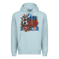 Blue Mist live love soccer Premium Hoodie - HRA Design Shop
